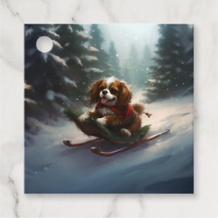 Cavalier King Charles Spaniel Julsnö Gåvor Etiketter