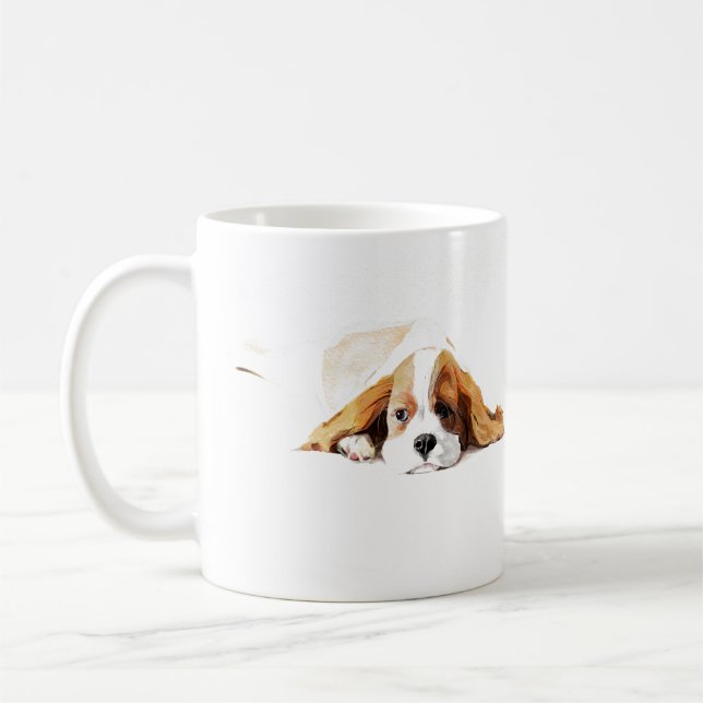 Cavalier King Charles Spaniel Kaffe Mugg, Hund Gåv Kaffemugg (Vänster)