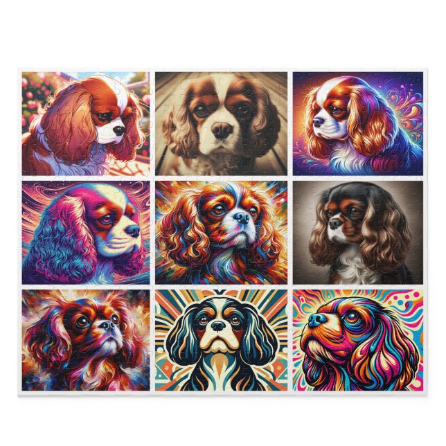 Cavalier King Charles Spaniel Klistermosaikpussel Pussel (Cavalier King Charles Spaniel Puzzle: Collage Comfort Spaniel Jigsaw)