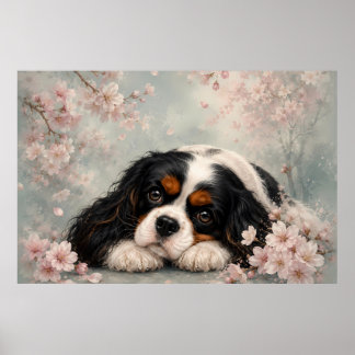 Cavalier King Charles Spaniel Körsbärsblom Konst | Poster