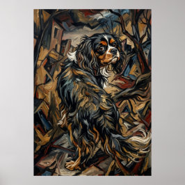 Cavalier King Charles Spaniel Kubistisk Expression Poster