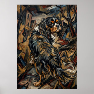 Cavalier King Charles Spaniel Kubistisk Expression Poster