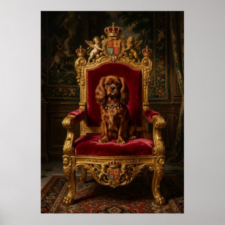 Cavalier King Charles Spaniel Kunglig Tron Kronan Poster