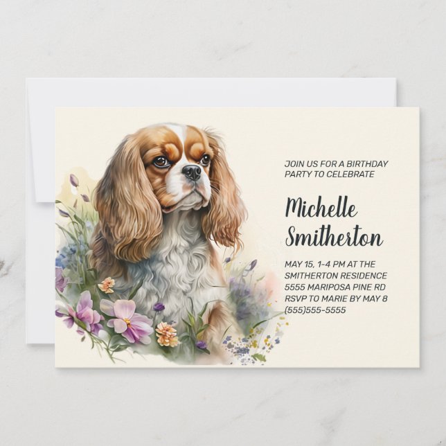 Cavalier King Charles Spaniel Kvinnors födelsedag  Inbjudningar (Framsida)