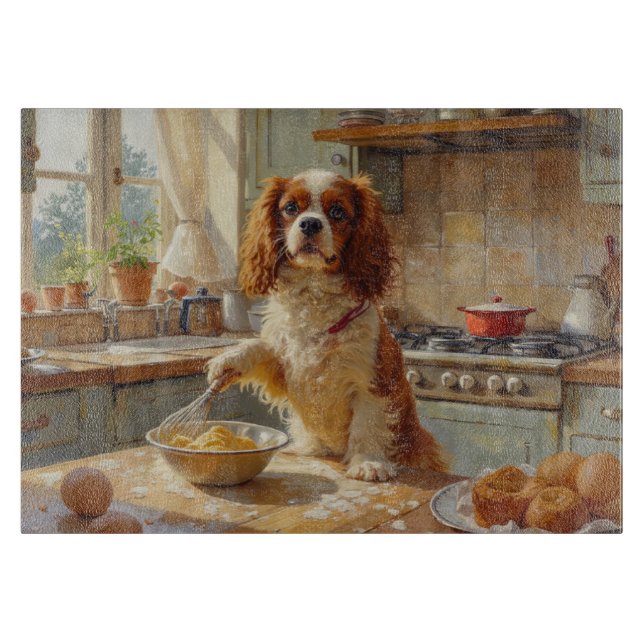 Cavalier King Charles Spaniel lagar mat i köket (Framsidan)