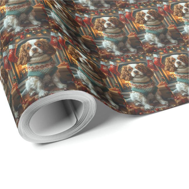 Cavalier King Charles Spaniel med julpresenter Presentpapper (Rulle Hörn)