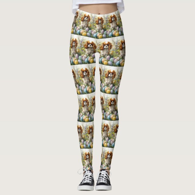 Cavalier King Charles Spaniel med påskägg Leggings (Framsida)