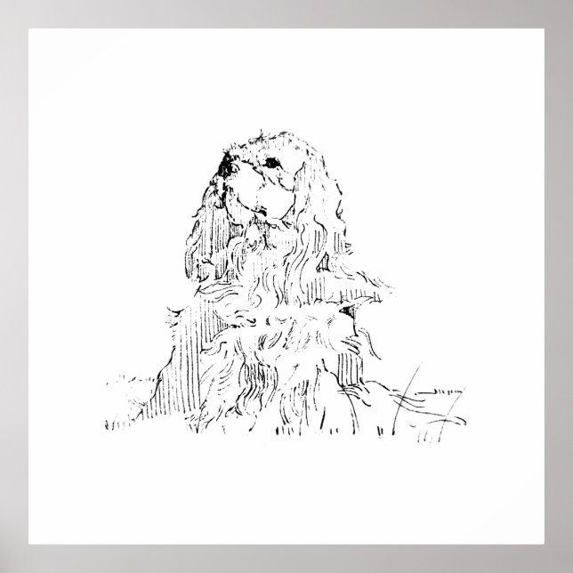 Cavalier King Charles Spaniel, Minimalistisk konst Poster (Framsidan)