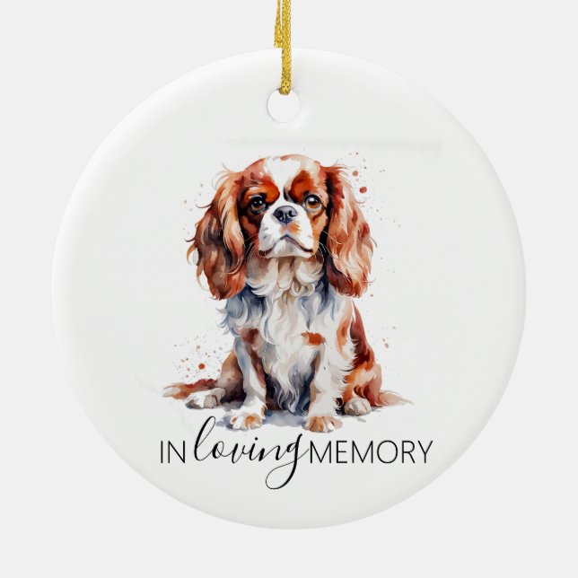 Cavalier King Charles spaniel minnesmål akvarell Julgransprydnad Keramik (Baksidan)