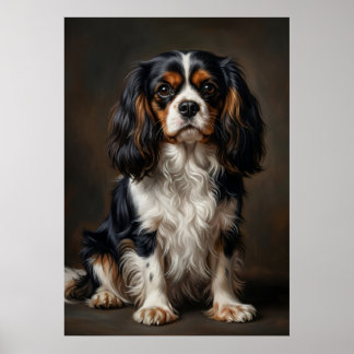 Cavalier King Charles Spaniel Mörkt Porträtt Affis Poster