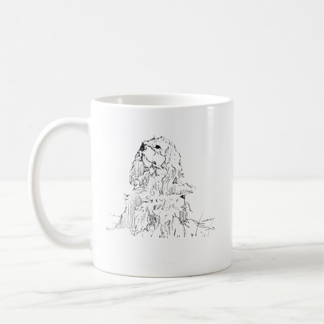 Cavalier King Charles Spaniel-mugg, minimalist blä Kaffemugg (Vänster)