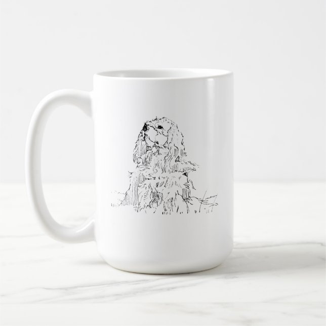 Cavalier King Charles Spaniel-mugg, minimalist blä Kaffemugg (Vänster)
