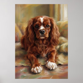Cavalier King Charles Spaniel Oljemålning Stil P Poster