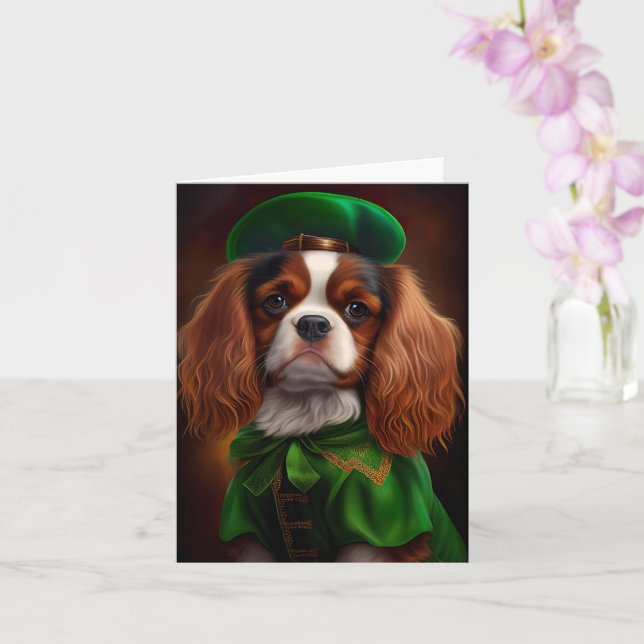 Cavalier King Charles Spaniel på St. Patricks dag Kort (Orkide)