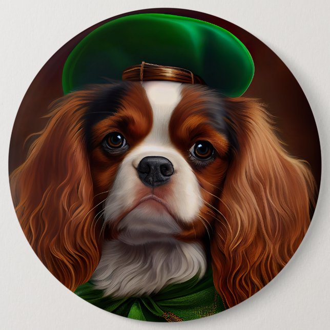 Cavalier King Charles Spaniel på St. Patrick's Day Knapp (Framsida)