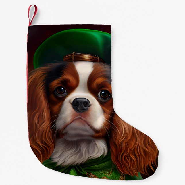 Cavalier King Charles Spaniel på St. Patrick's Day Liten Julstrumpa (Framsidan)