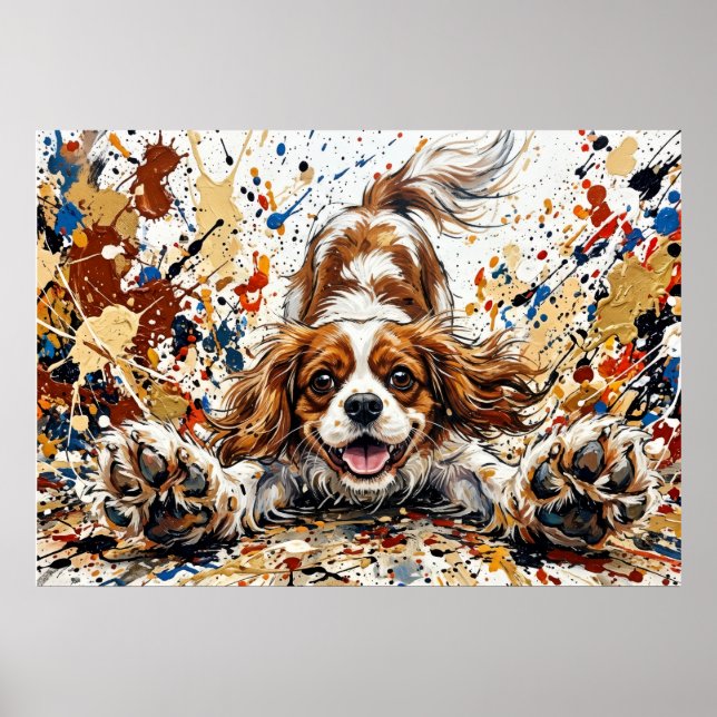 Cavalier King Charles Spaniel Paint Splatter Art P Poster (Framsidan)