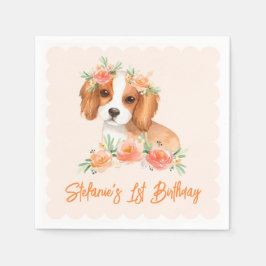 Cavalier King Charles Spaniel Persika Hund Födelse Pappersservett