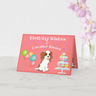 Cavalier King Charles Spaniel Pink Happy Birthday Kort