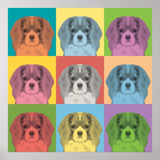Cavalier King Charles Spaniel Pop-Art Poster (Framsidan)