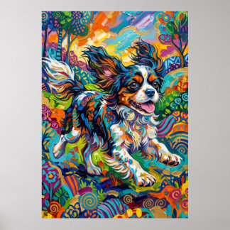Cavalier King Charles Spaniel Psykedelisk Konst Po Poster