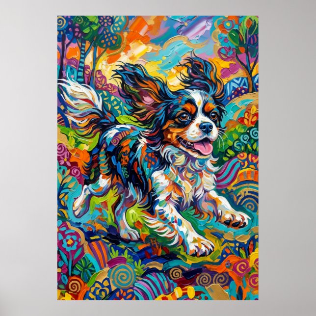 Cavalier King Charles Spaniel Psykedelisk Konst Po Poster (Framsidan)