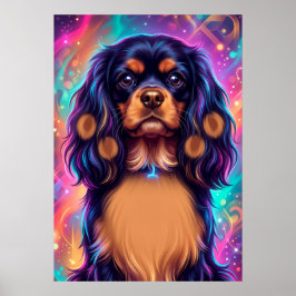 Cavalier King Charles Spaniel Psykedelisk Neon Por Poster