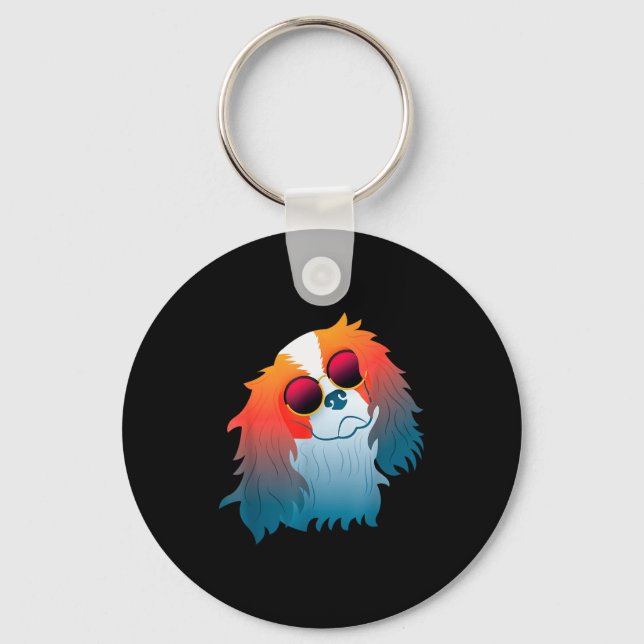 Cavalier King Charles Spaniel Roligt Present Hund  Nyckelring (Framsida)