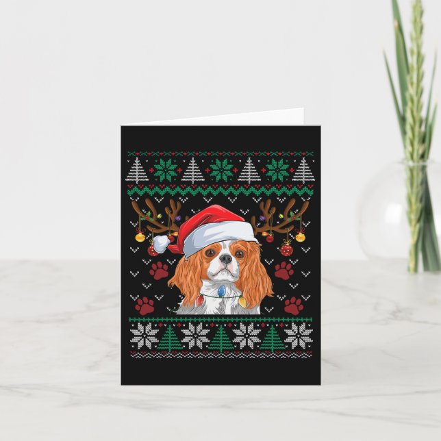 Cavalier King Charles Spaniel Santa fulstyg jultrö Kort (Framsida)