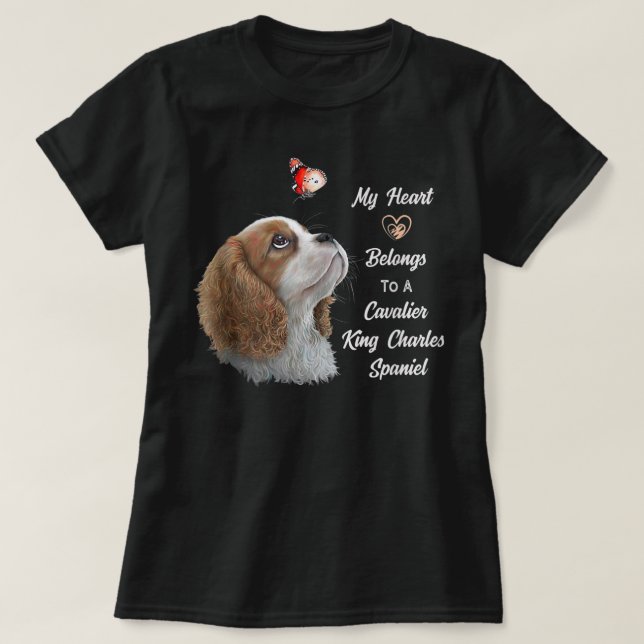 Cavalier King Charles Spaniel Shirt, dog mom, dad  T Shirt (Design framsida)