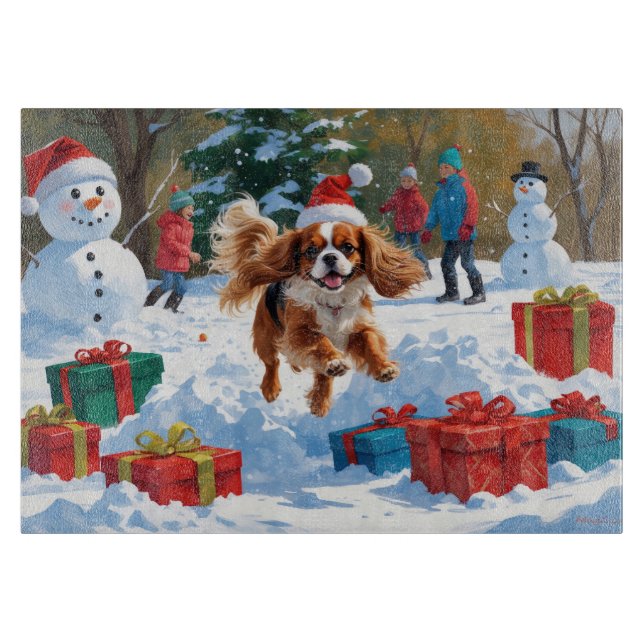 Cavalier King Charles Spaniel Snö med jul  (Framsidan)