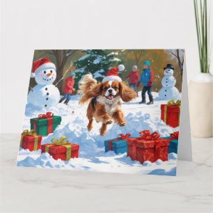 Cavalier King Charles Spaniel Snö med jul Kort
