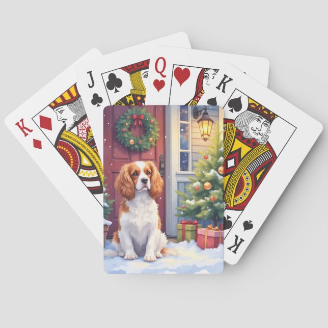 Cavalier King Charles Spaniel Snöig jul Casinokort (Baksidan)