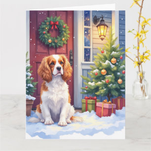 Cavalier King Charles Spaniel Snöig jul Kort