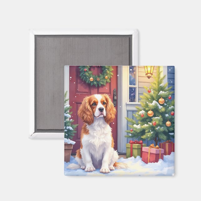 Cavalier King Charles Spaniel Snöig jul Magnet (Front/Back)