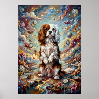 Cavalier King Charles Spaniel Surrealistisk Fantas Poster