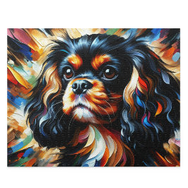 Cavalier King Charles Spaniel Svart och Tan Konst Pussel