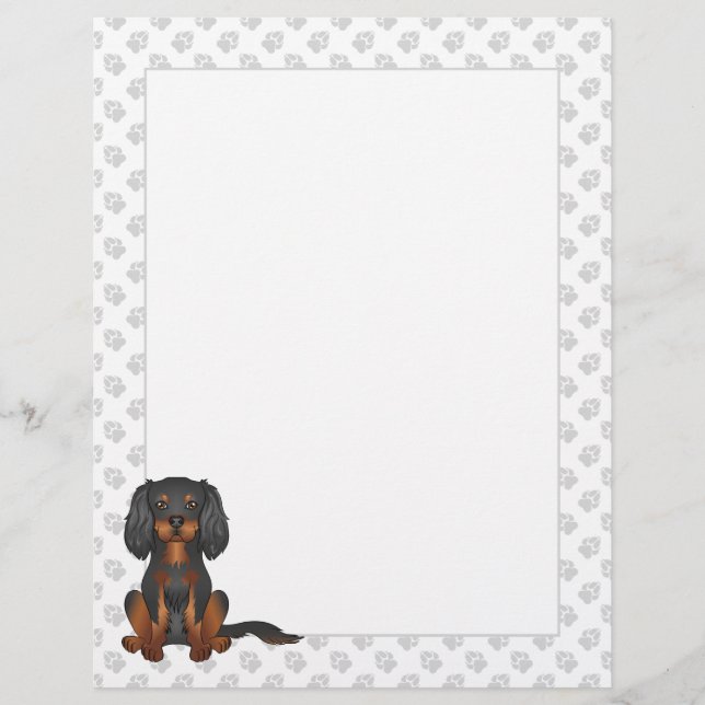 Cavalier King Charles Spaniel svart och tanfärgad  Brevhuvud (Framsida)