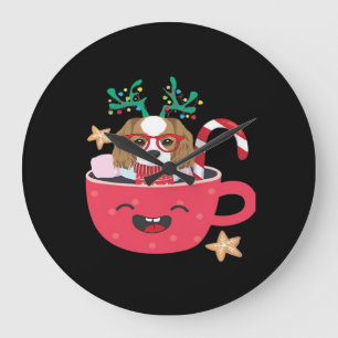 Cavalier King Charles Spaniel Teacup Xmas Holiday Stor Klocka