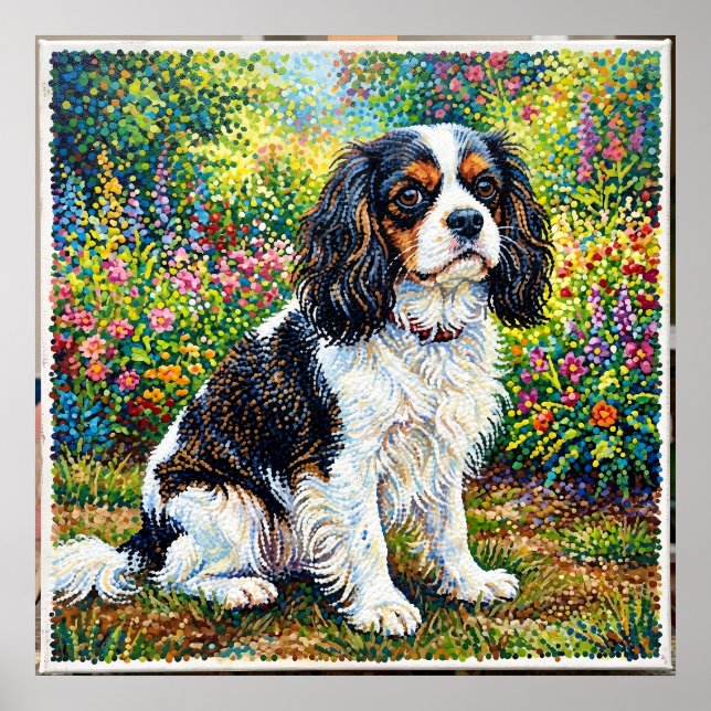 Cavalier King Charles Spaniel Trädgårdsaffisch | P Poster (Framsidan)