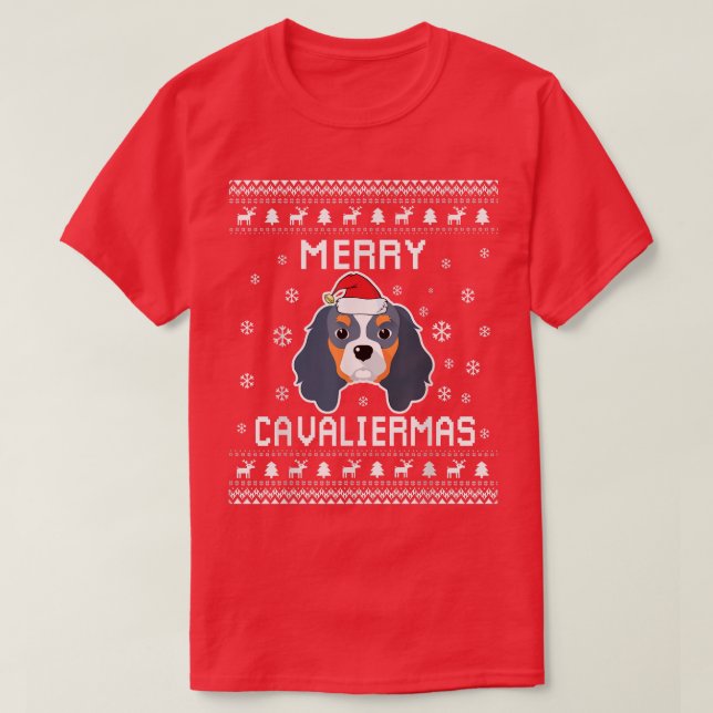 Cavalier King Charles Spaniel Ugly Christmas Sweat T Shirt (Design framsida)
