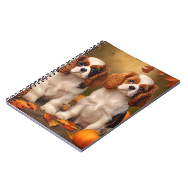 Cavalier King Charles Spaniel Valp Höst Pumpa Anteckningsbok (Vänstra Sidan)