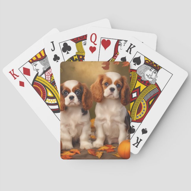 Cavalier King Charles Spaniel Valp Höst Pumpa Casinokort (Baksidan)