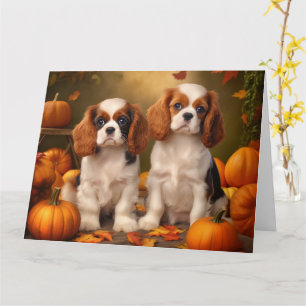 Cavalier King Charles Spaniel Valp Höst Pumpa Kort