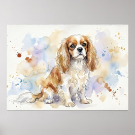 Cavalier King Charles Spaniel Vattenfärg Poster |