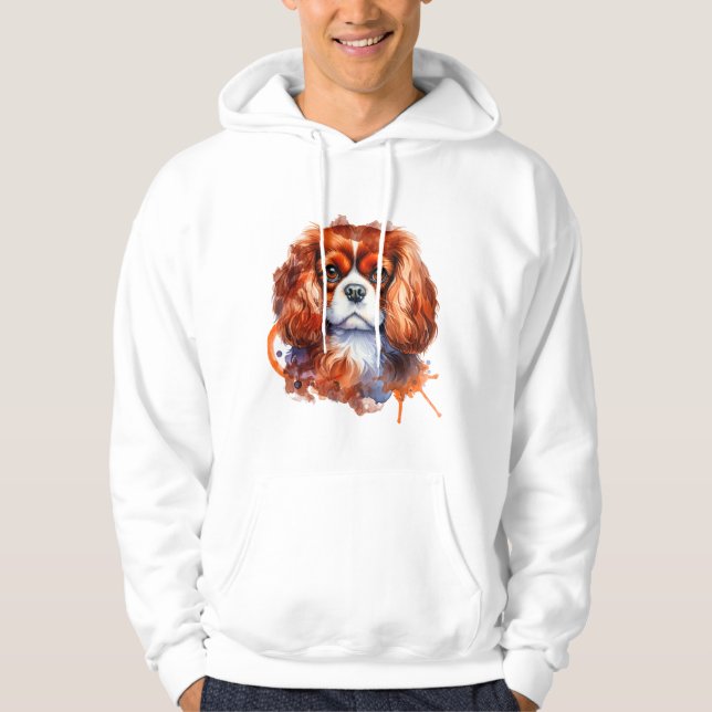 Cavalier King Charles Spaniel Vattenfärgskonst Hoodie (Framsida)