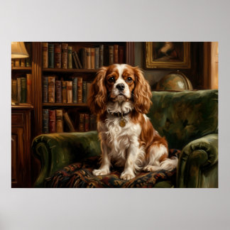 Cavalier King Charles Spaniel Victoria bibliotek P Poster