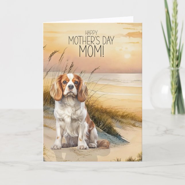 Cavalier King Charles Sunset Beach Mother's Day Helgkort (Framsida)