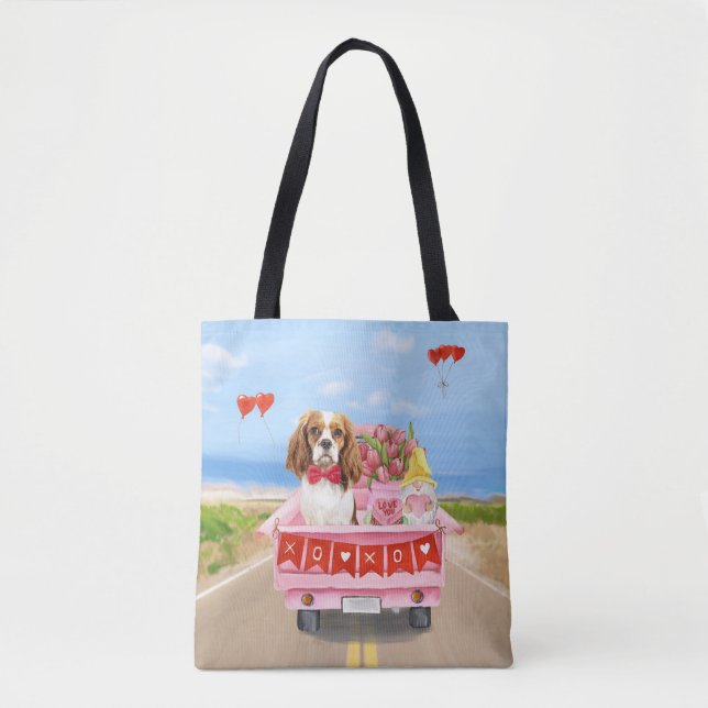 Cavalier King Hund Alla hjärtans dag Lastbil Hjärt Tygkasse (Framsida)