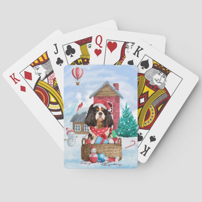 Cavalier King Hund I snö Jul Hund Hus Casinokort (Baksidan)